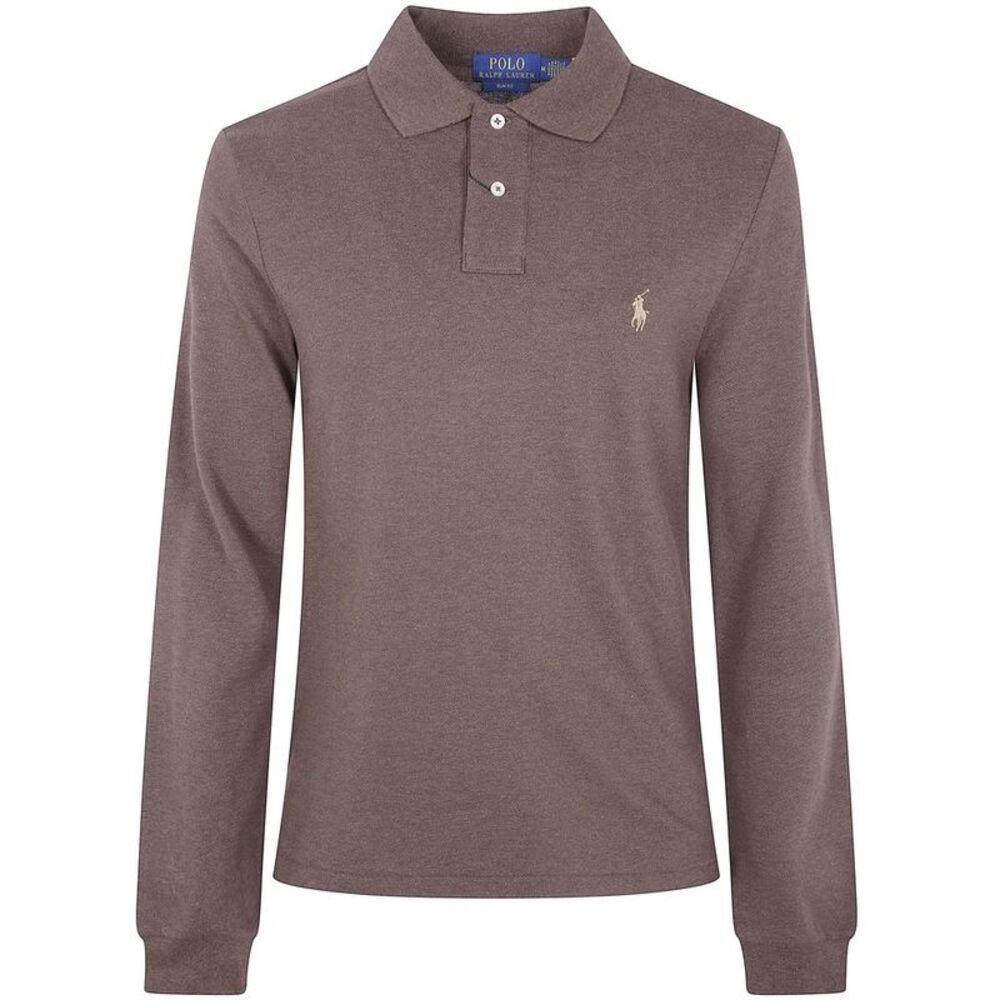 POLO RALPH LAUREN Men's Long Sleeve Polo Shirt Men BROWN Sweaters & Cardigans